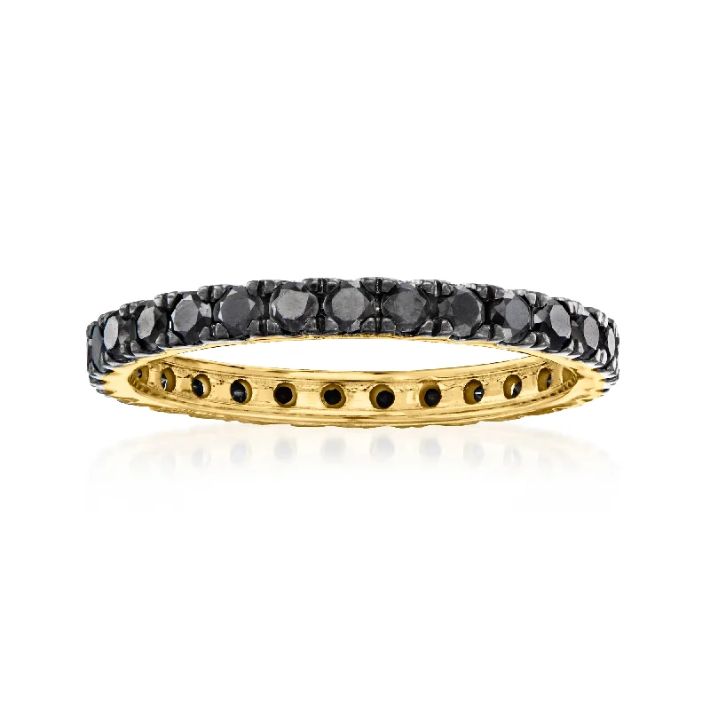 Rings with starburst topaz for radiant beauty -Ross-Simons Black Diamond Eternity Band in 14kt Yellow Gold