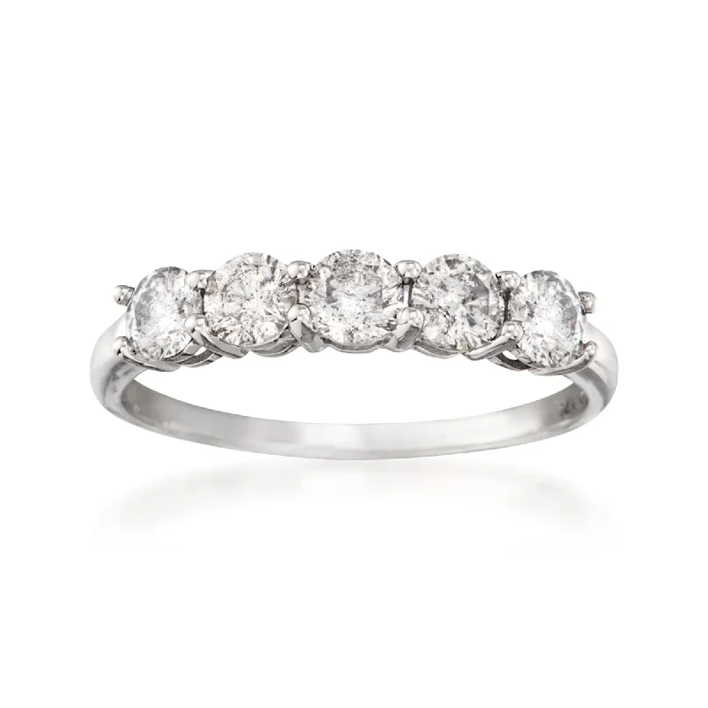 Rings with double bands for modern twist -Ross-Simons Diamond 5-Stone Ring in 14kt White Gold