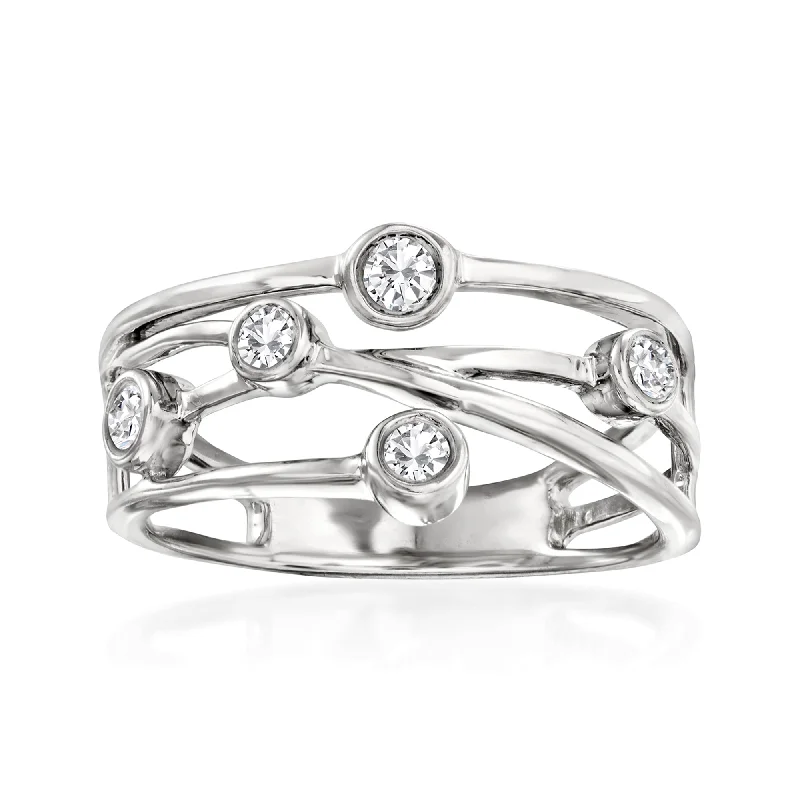 Rings with engraved constellations for stargazers -Ross-Simons Diamond Crisscross Ring in Sterling Silver