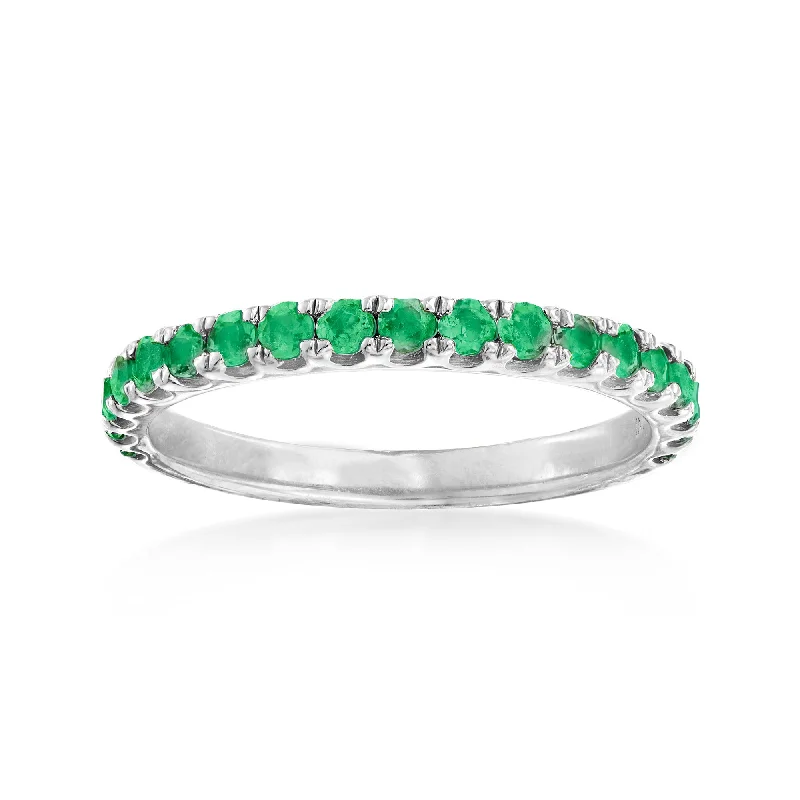 Rings with spiral ruby for bold twist -Ross-Simons Emerald Ring in Sterling Silver