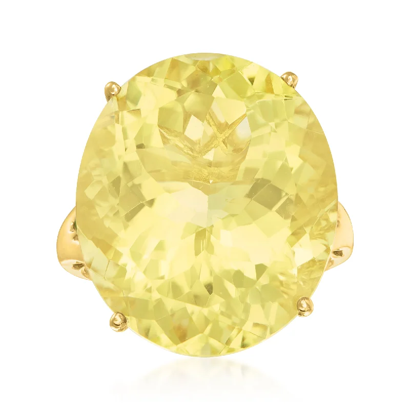 Rings with peridot gems for fresh green -Ross-Simons Lemon Quartz Ring in 14kt Yellow Gold