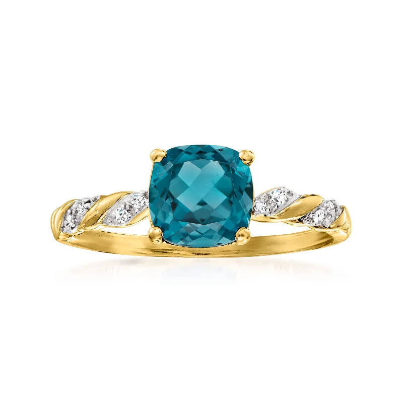 Rings with bold ruby stones for drama -Ross-Simons London Blue Topaz Ring in 14kt Yellow Gold