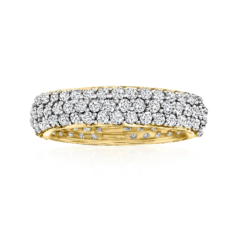 Rings with aquamarine stones for ocean charm -Ross-Simons Pave Diamond Eternity Band in 14kt Yellow Gold