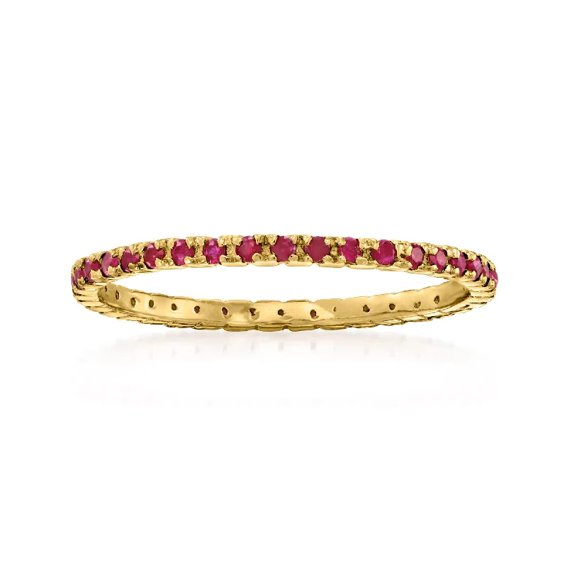 Rings with polished jade for smooth calm -Ross-Simons Ruby Eternity Band in 14kt Yellow Gold