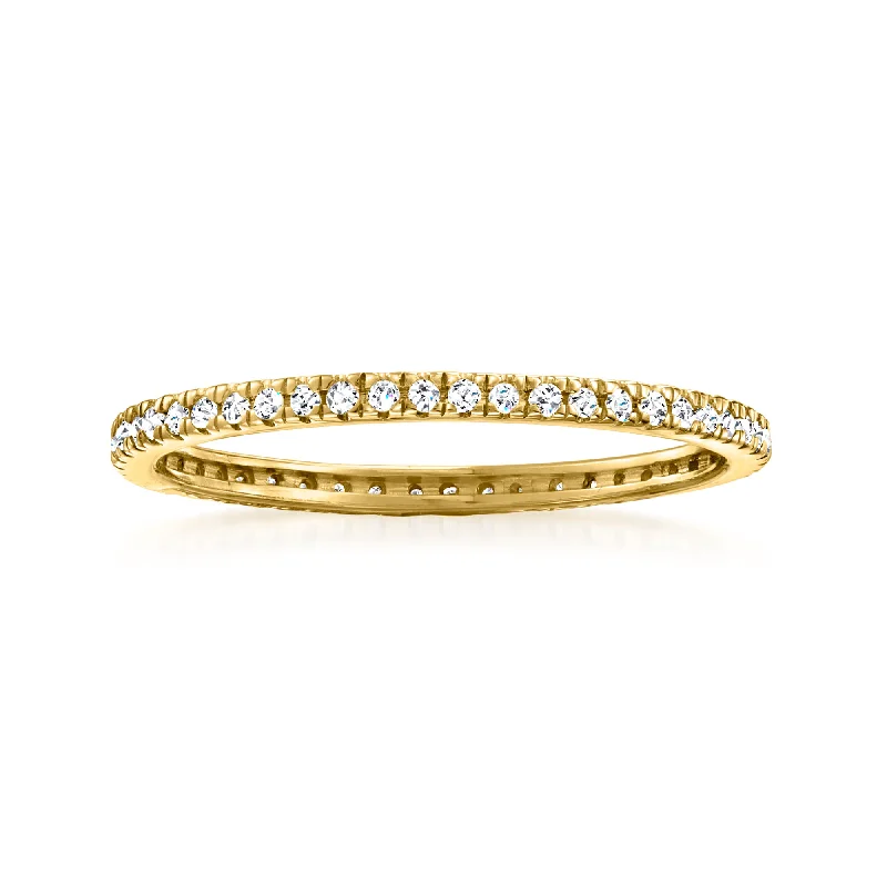 Rings with lotus flower engravings for peace -RS Pure by Ross-Simons Diamond Eternity Ring in 14kt Yellow Gold