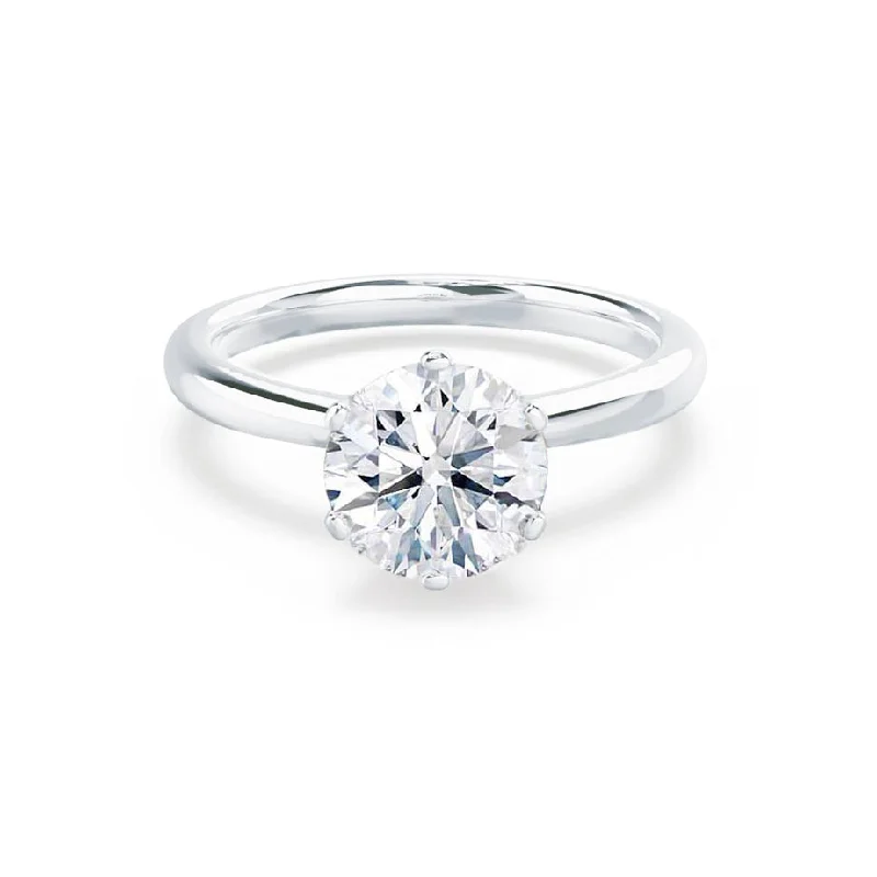 Rings with branch-inspired bands for organic -SERENITY - Ready to Ship 0.76ct Round Lab Diamond 18k White Gold Solitaire Ring