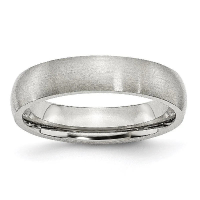 Rings with hexagon-cut stones for trendiness -Stainless Steel 5mm Brushed Band