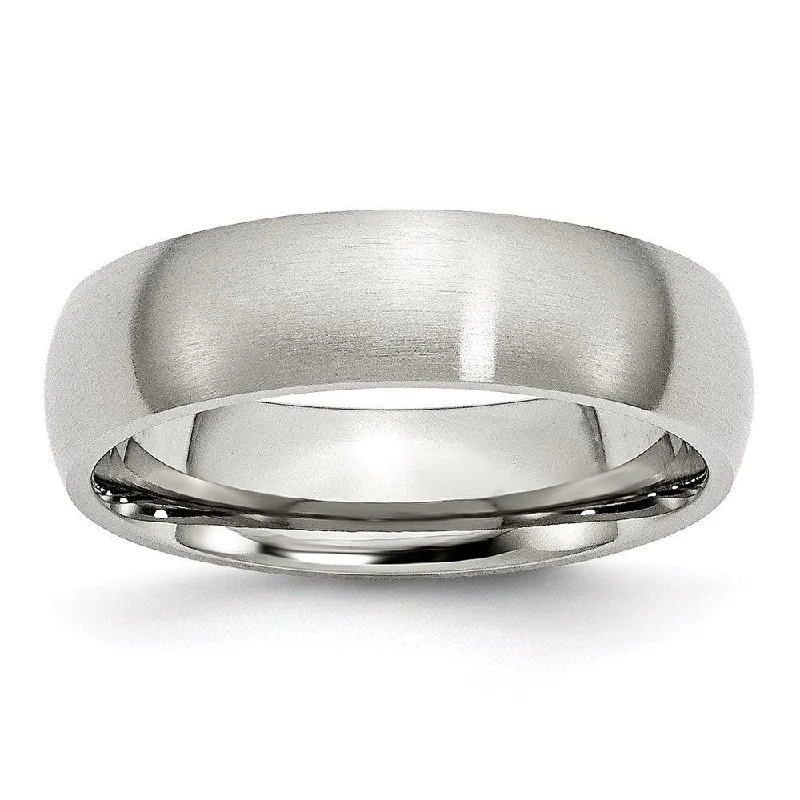 Rings with hammered silver for rustic appeal -Stainless Steel 6mm Brushed Band