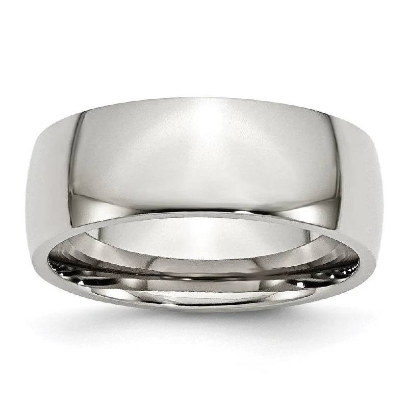 Rings with gothic-inspired skull motif details -Stainless Steel 8mm Polished Band