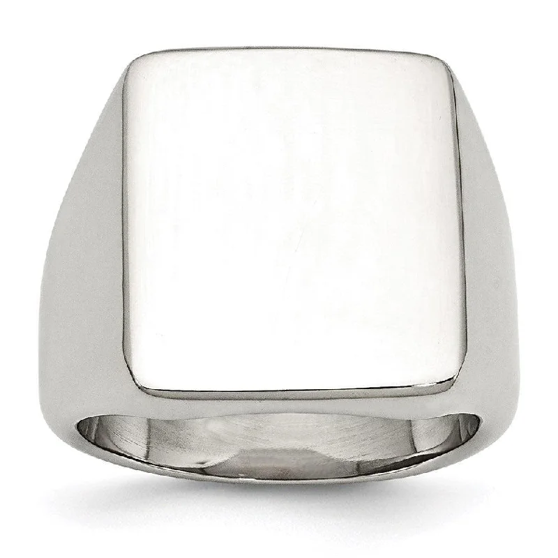 Rings with matte gold for subtle luxury -Stainless Steel Polished Rectangular Ring