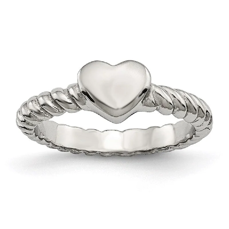 Rings with bezel-set peridot for safety -Stainless Steel Polished Twisted Heart Ring