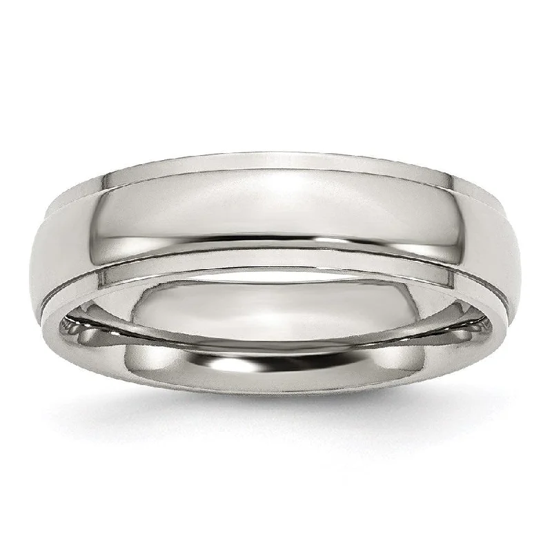 Rings with knot motifs for symbolic love -Stainless Steel Ridged Edge 6mm Polished Band