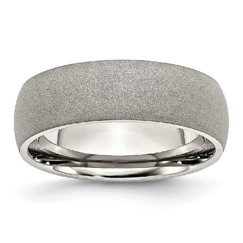 Rings with smoky quartz for muted elegance -Stainless Steel Stone Finish 7mm Band