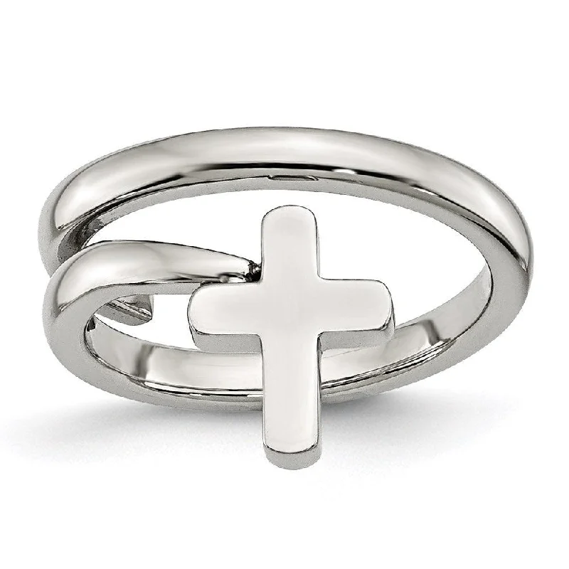 Rings with knot motifs for symbolic love -Stainless Steel Twisted Cross Polished Ring