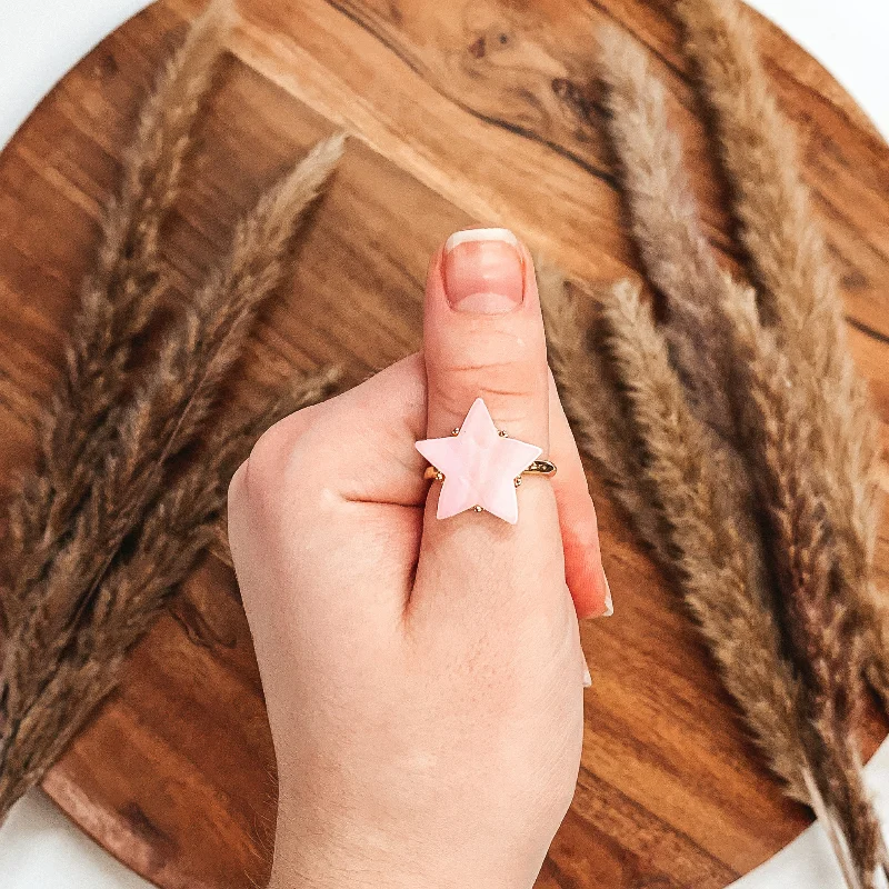 Rings with natural amber for warm glow -Wishing on Stars Ring in Light Pink