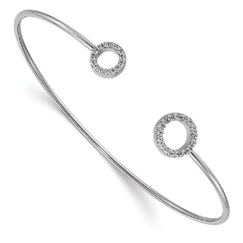 Best bangle bracelets with thin, delicate chains for an understated, sophisticated look-14k White Gold Diamond Flexible Bangle