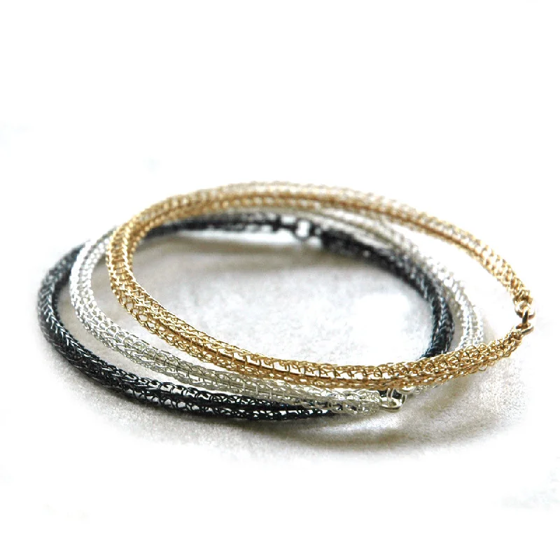 Classic bangle bracelets with clean lines for an elegant and versatile accessory-3 Bangle Bracelets combo , gold, silver and gray silver