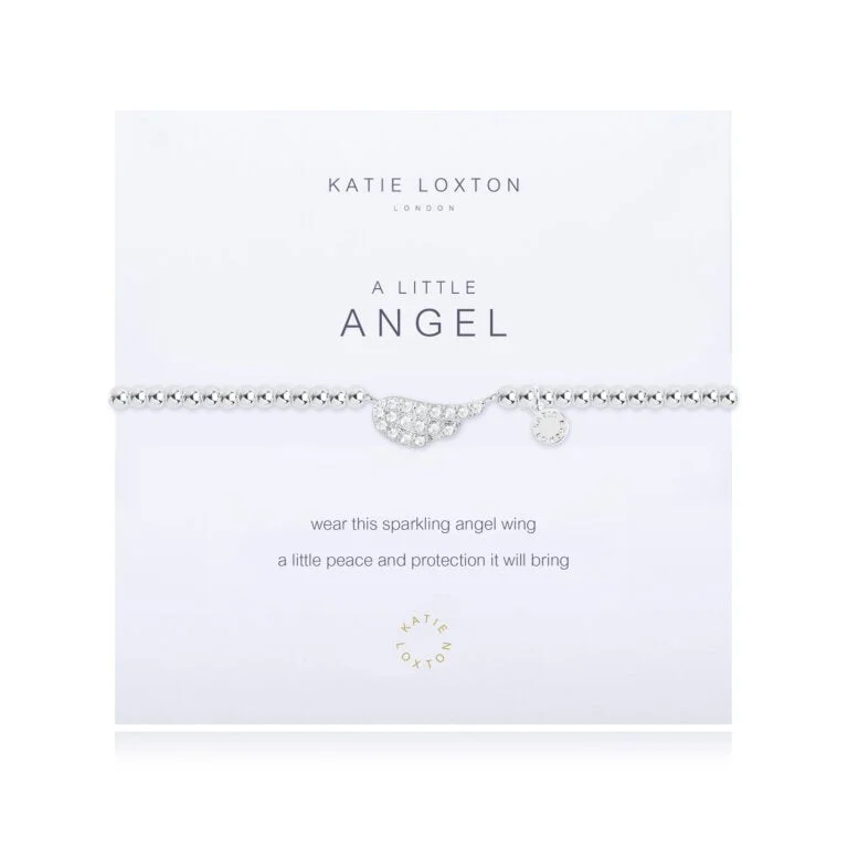 Vintage-inspired bangle bracelets with etched detailing for a timeless, antique look-A Little Sparkling Angel Silver Bracelet