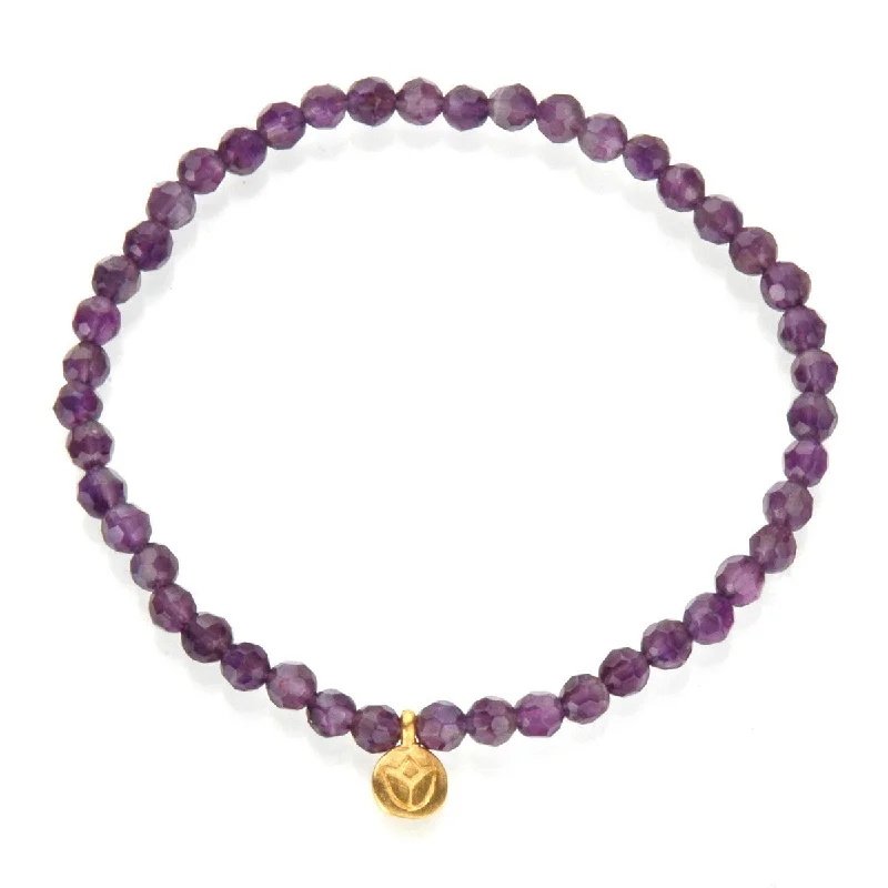 Best bangle bracelets with engraved birthstones for a personalized, meaningful gift-Tranquility Lotus Amethyst Gemstone Bracelet