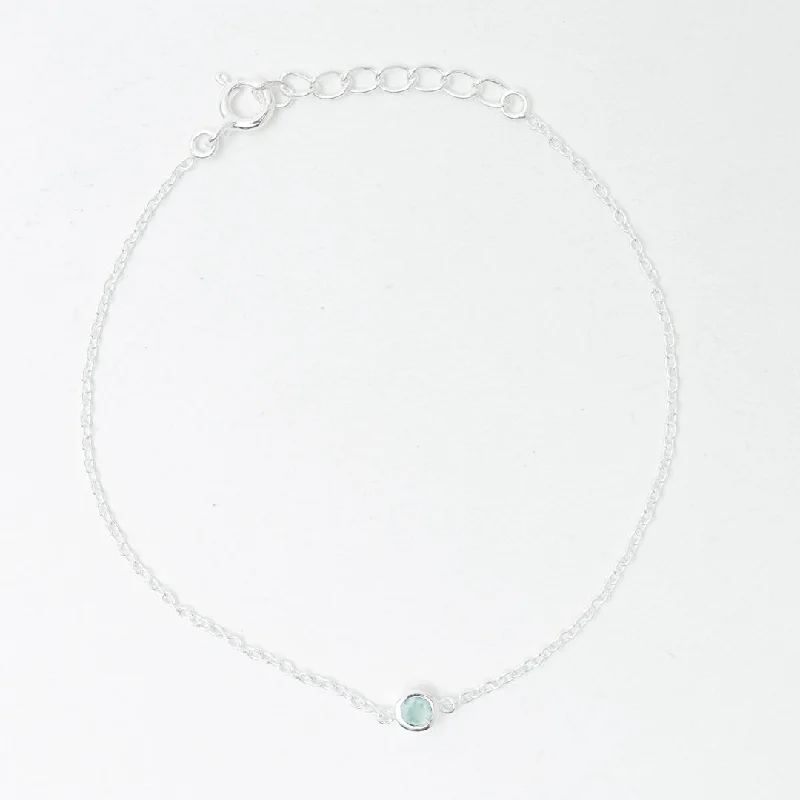 Oversized bangle bracelets with unique textures for a statement-making accessory-Silver Aqua Chalcedony Solitaire Bracelet