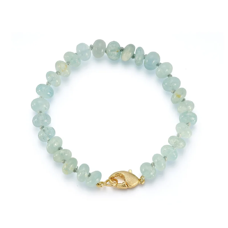 Stylish bangle bracelets with gemstone accents for a chic and modern look-Aquamarine Beaded Bracelet