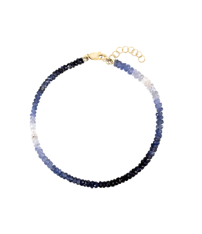 Best bangle bracelets with thin, delicate chains for an understated, sophisticated look-Blue Sapphire Beaded Bracelet