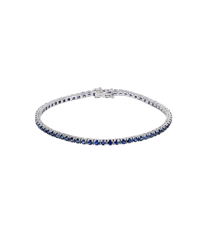 Best bangle bracelets with gemstone clusters for a bold and colorful statement piece-Blue Sapphire Tennis Bracelet