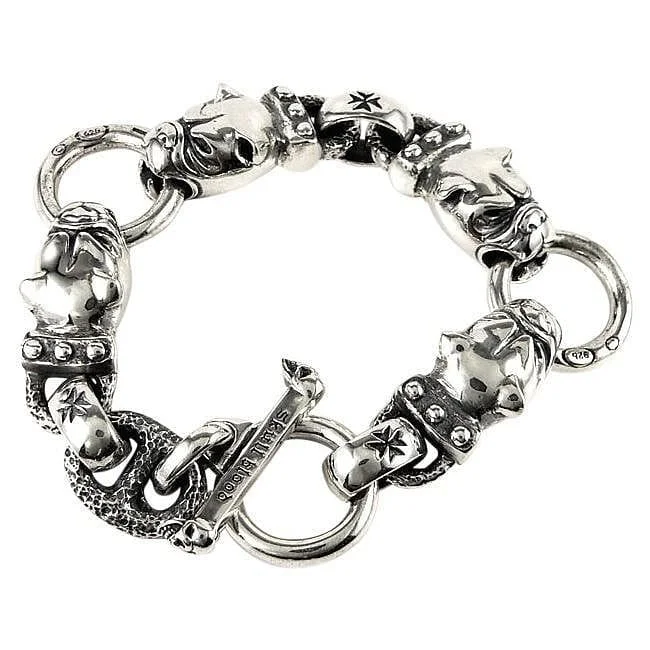 Best bangle bracelets with stacked designs for a trendy and fashionable look-Silver Bulldog Head Bracelet