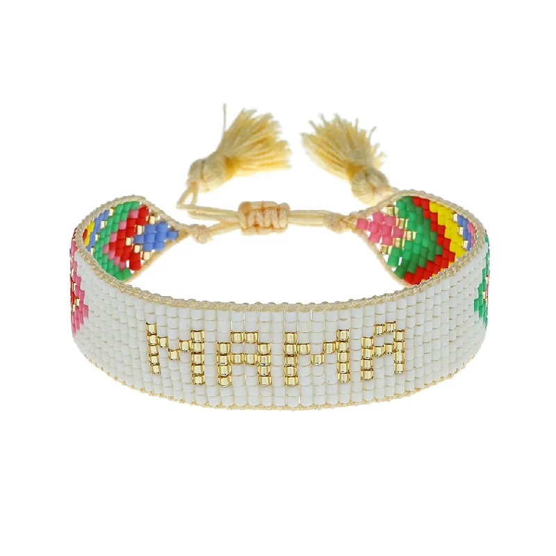 Best bangle bracelets with customizable charms for a personalized, unique piece-Chevron Rainbow MAMA Bracelet