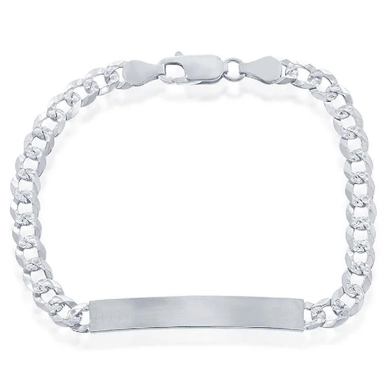 Best bangle bracelets with infinity symbols for a timeless and meaningful design-Classic Men's Bracelet - Sterling Silver 5mm Pave Curb Chain ID | S-5124