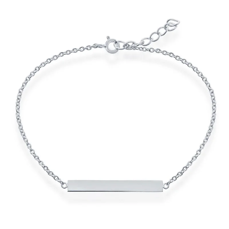 Best bangle bracelets with twisted rope designs for a textured, nautical-inspired look-Classic Women's Bracelet - Sterling Silver Bar ID | S-4944