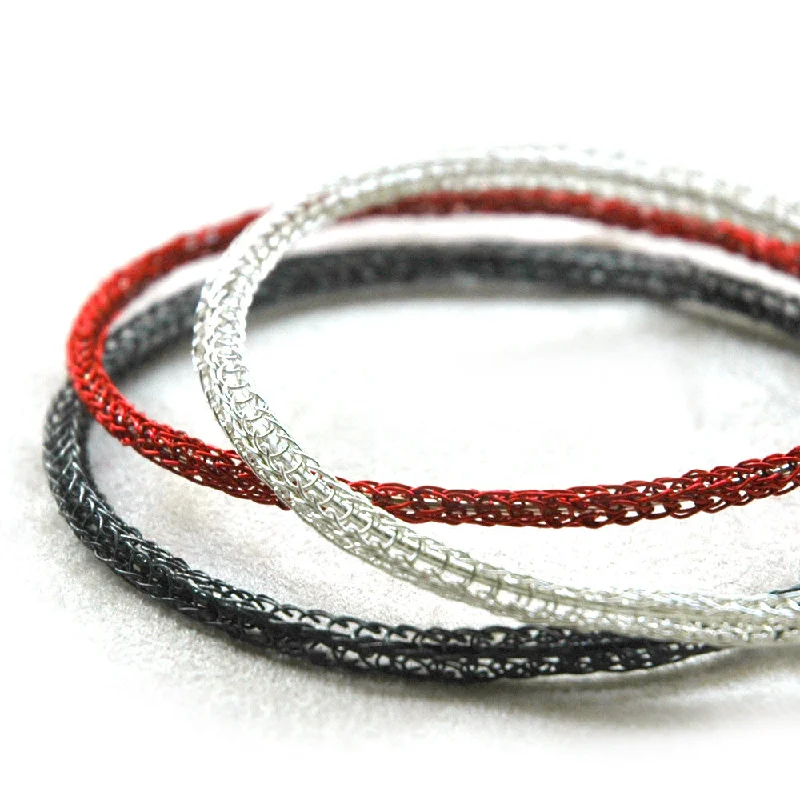 Gold bangle bracelets for women with a minimalist and sleek design-Classy Trio Bangle Bracelets combo , silver , gray silver and red