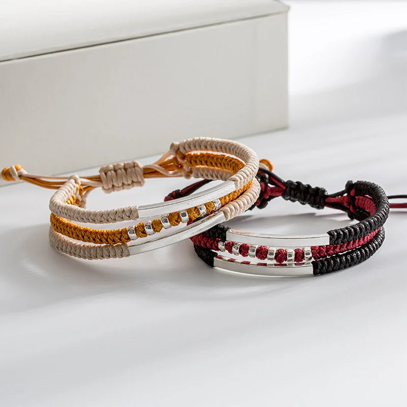 Simple bangle bracelets with smooth matte finishes for a subtle and modern style-Couple's woven bracelet 582956764759