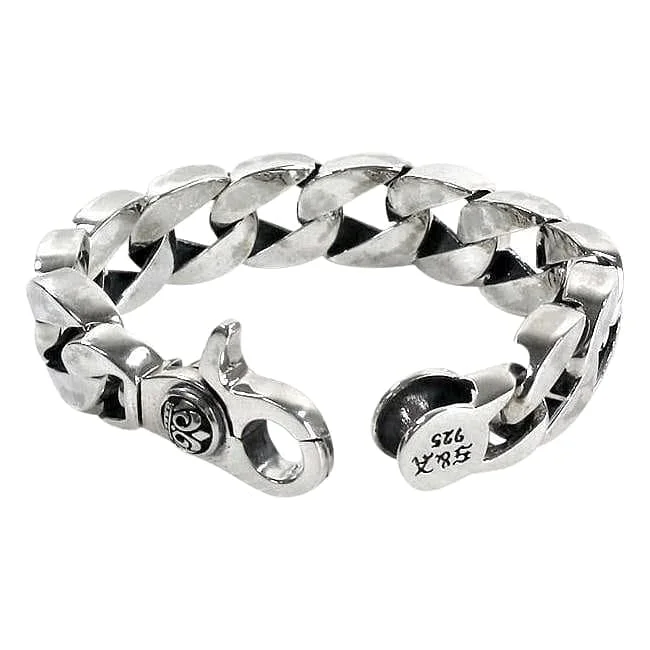 Stylish bangle bracelets with gemstone accents for a chic and modern look-Crown Cuban Sterling Silver Men's Biker Bracelet