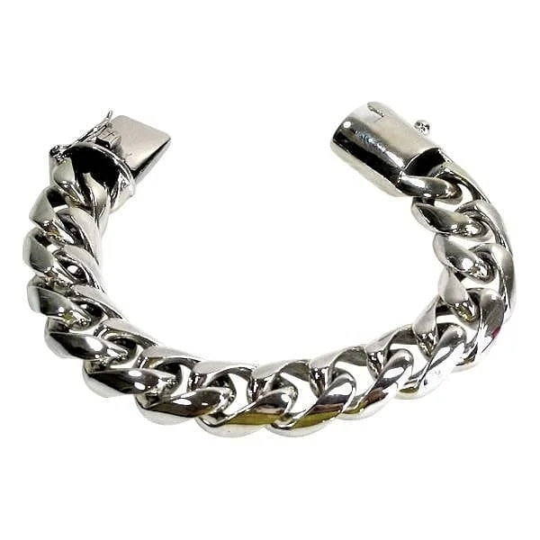 Wide bangle bracelets with animal print designs for a bold and exotic look-Cuban Curb Link Sterling Silver Biker Bracelet