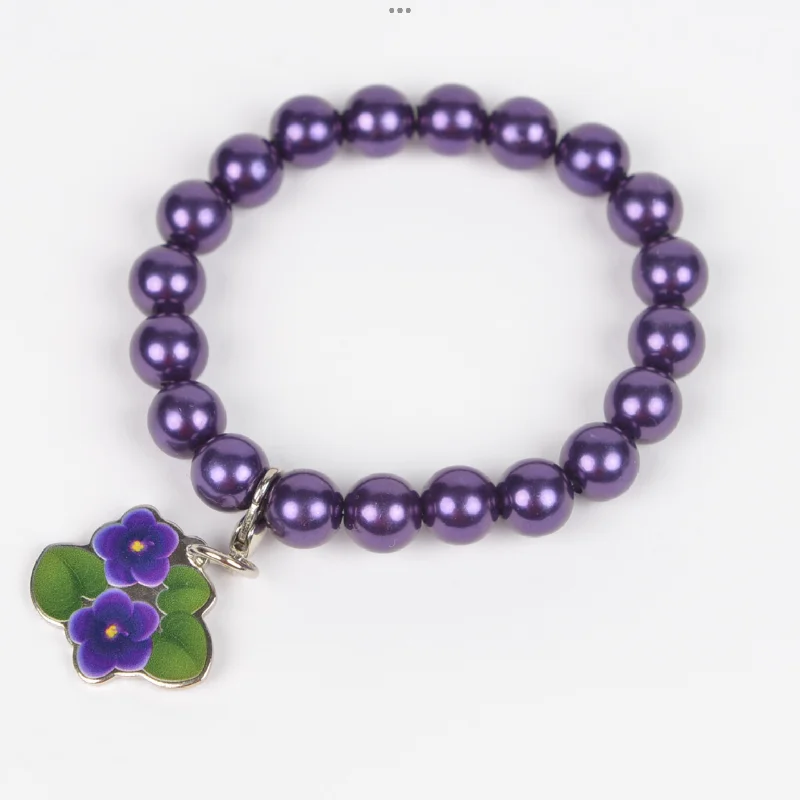 Oversized bangle bracelets with unique textures for a statement-making accessory-ΔΣΘ Purple Pearl Bracelet W/ Violet Charm