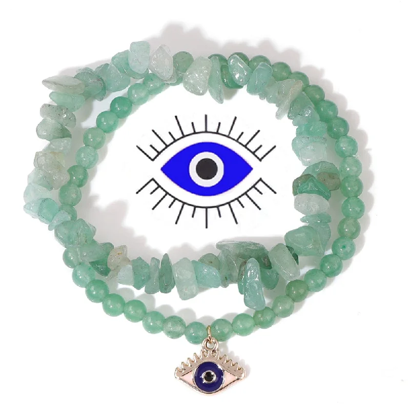 Best bangle bracelets with animal motif designs for a quirky, fun accessory-Double Luck Gemstone Evil Eye Bracelets