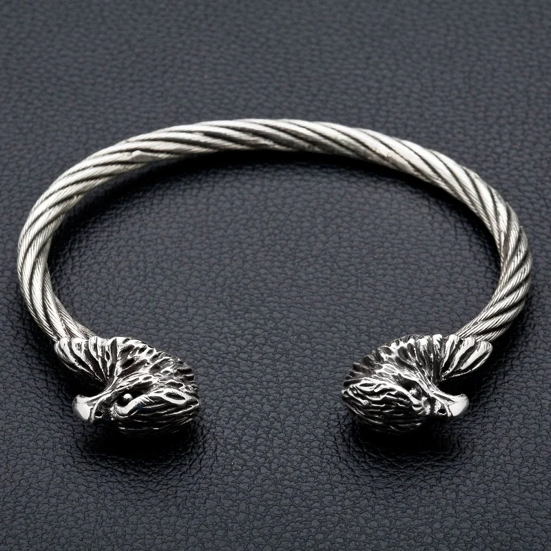 Bangle bracelets with polished marble inlays for a chic and trendy appearance-Eagle Sterling Silver Cuff Bracelet