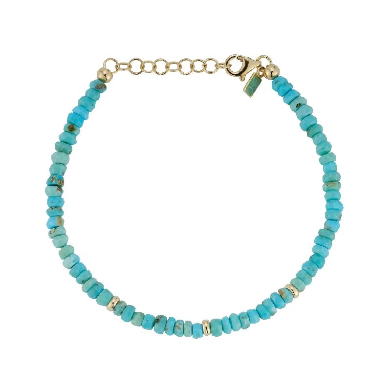 Bangle bracelets with open-ended designs for a modern and adjustable fit-Turquoise Birthstone Bead Bracelet