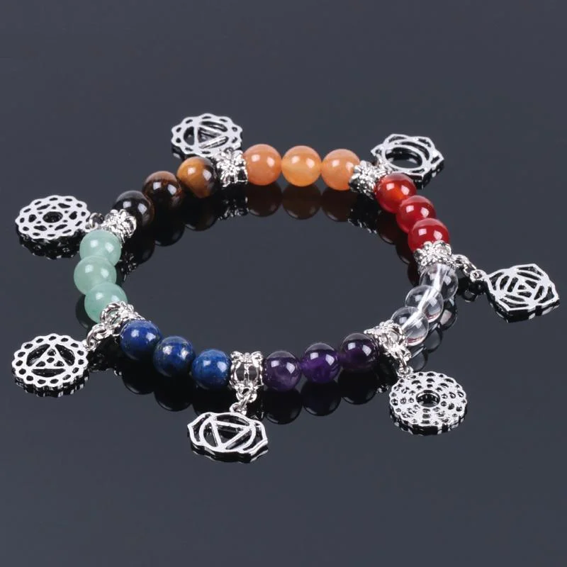 Adjustable bangle bracelets with toggle clasps for easy, secure wearing-Energizing 7 Chakra Charm Bracelet