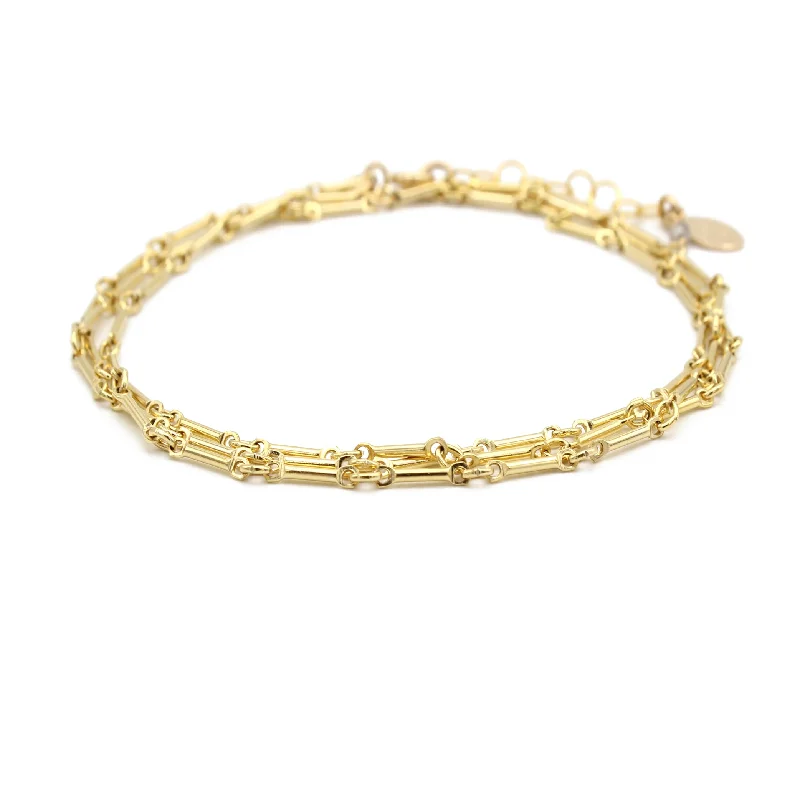 Elegant bangle bracelets with diamond-shaped stones for a sophisticated look-Gold Link Wrap Bracelet