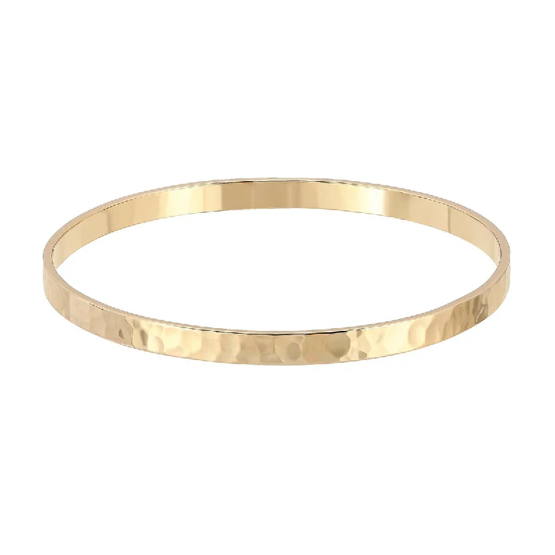 Gold bangle bracelets for women with a minimalist and sleek design-Gold Plated Hammered Bangle