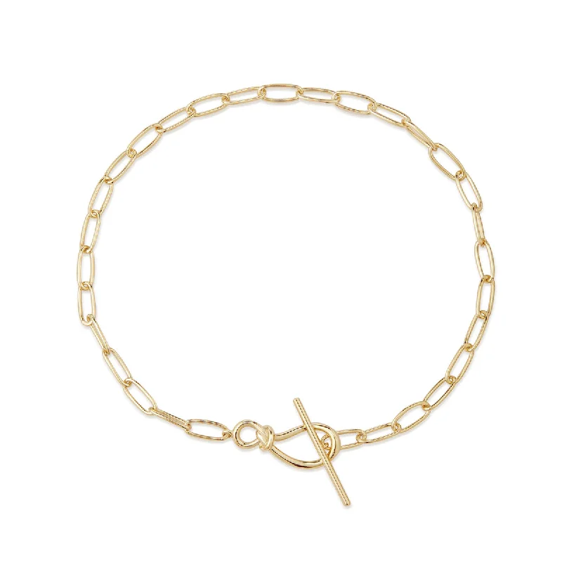 Best bangle bracelets with pearls and crystals for a glamorous and sophisticated look-Gold Plated Knot Toggle & Paperclip Bracelet