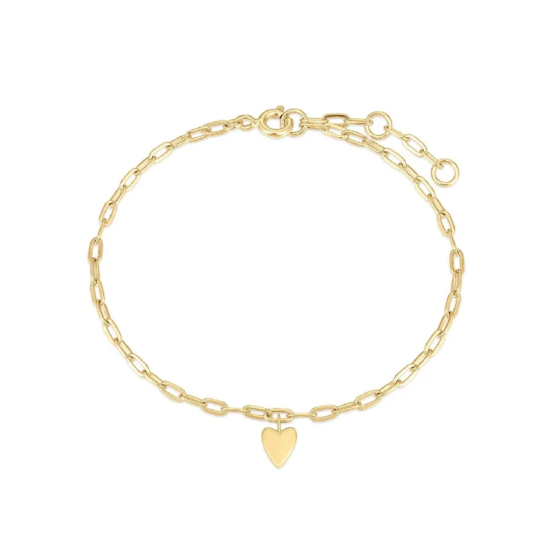 Stacked bangle bracelets with alternating textures for a dynamic, trendy look-Gold Plated Multi Micro Charm Paperclip Heart Bracelet