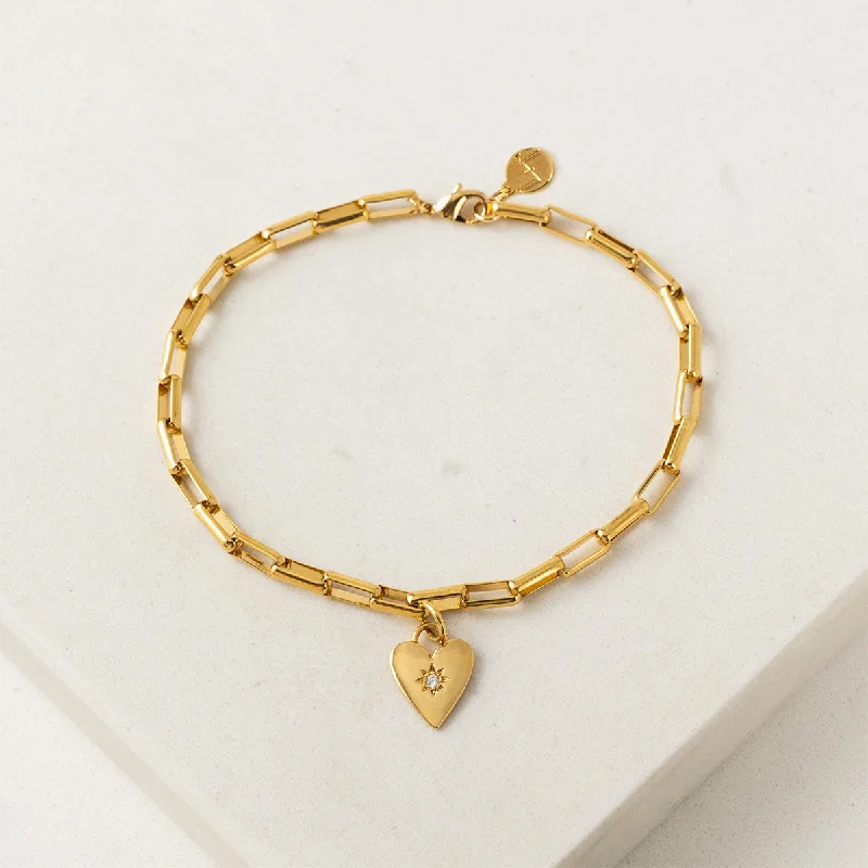 Best bangle bracelets with crystal inlays for a sparkling, glamorous appearance-Gold Plated Verona Starburst Heart Bracelet