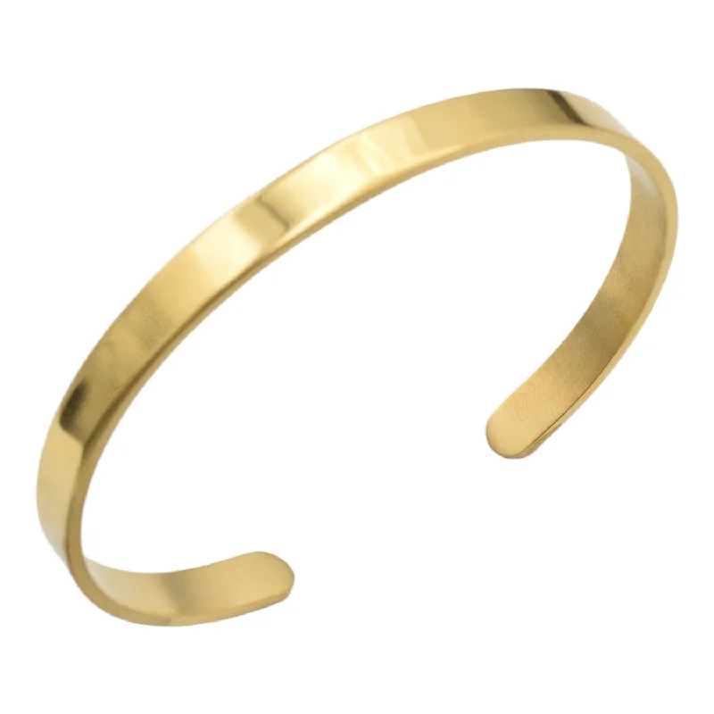 Best bangle bracelets with hand-crafted details for a unique and artisanal touch-Gold Stainless steel Bracelet Cuff minimalist whole sale bracelet