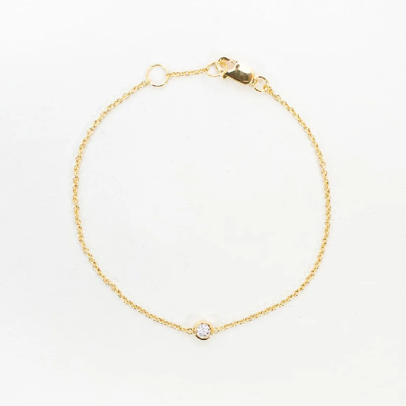 Simple bangle bracelets with open designs for a trendy and minimalist style-Gold Vermeil 4mm Crystal Solitaire Bracelet