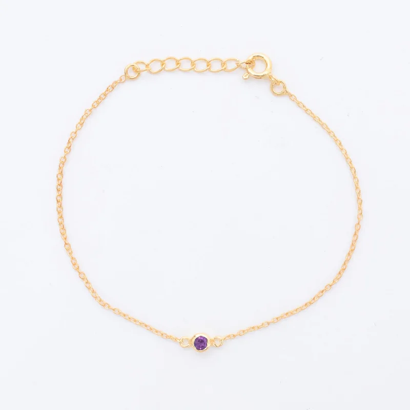 Gold bangle bracelets for women with a minimalist and sleek design-Gold Vermeil Amethyst Solitaire Bracelet