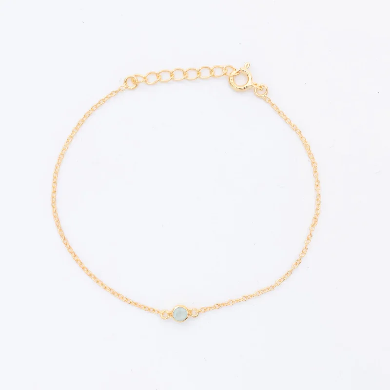 Luxury bangle bracelets with diamond accents for a sparkling, high-end accessory-Gold Vermeil Aqua Chalcedony Solitaire Bracelet