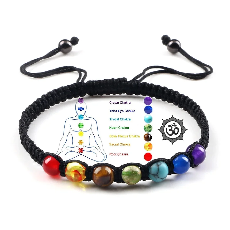 Best bangle bracelets for stacking with delicate and thin designs for layering-Handmade 7 Chakra Braided Bracelet